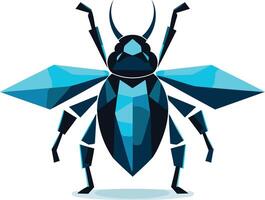 Geometric abstract beetle illustration with blue and black color scheme vector