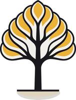 Stylized Tree with Yellow Foliage vector