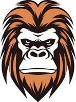 A fierce and powerful gorilla head logo with a determined expression vector
