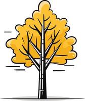 A simple, cartoon style illustration of a yellow tree with black branches, isolated on a white background vector