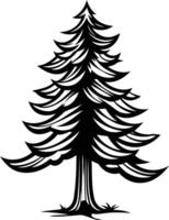 Black and white illustration of a pine tree, perfect for nature themed designs vector