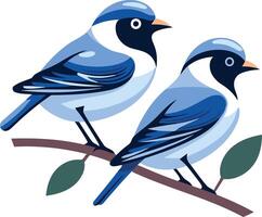 Two stylized bluebirds perched on a branch, perfect for nature themed branding, website design, or social media vector