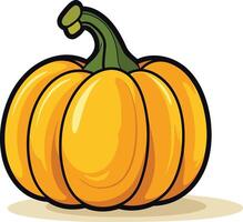 A cartoon illustration of a bright orange pumpkin with a green stem, perfect for adding a touch of autumn to your designs vector