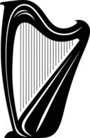 A simple, elegant silhouette of a harp, perfect for use in logos, branding, and musical designs vector