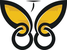 Abstract butterfly logo design with bold black outlines and yellow accents, perfect for branding or design projects vector