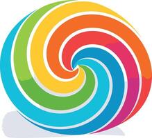 A vibrant and colorful circular design featuring a rainbow colored spiral vector