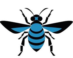 A bold and simple blue and black bee silhouette perfect for logos, branding, and design projects vector