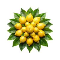 a pile of raw Lemon with green leaves png