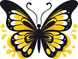 A bold and stylized black and yellow butterfly with intricate wing patterns vector