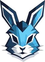 Modern, abstract rabbit logo design featuring a blue and white color scheme with a sharp, angular style vector