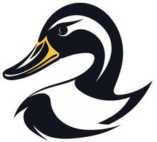 A bold and stylish logo design featuring a black and yellow duck vector
