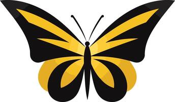 Simple yet elegant, this black and yellow butterfly icon symbolizes growth, change, and beauty vector