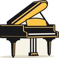 A simple, clean illustration of a grand piano with the lid open vector