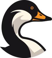 A stylized illustration of a goose head, perfect for logos, branding, and wildlife designs vector