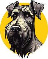 A close up portrait of a schnauzer dog, rendered in a detailed and expressive style vector