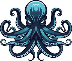 A menacing octopus with sharp, piercing eyes, rendered in a stylized, cartoonish style vector