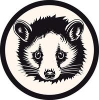Black and white illustration of a raccoon's face, perfect for logos, branding, or design projects vector