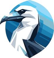 Geometric abstract illustration of a bird's head with a blue and white color scheme vector