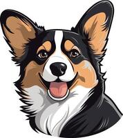 A cute and friendly cartoon illustration of a welsh corgi with big ears and a happy smile vector