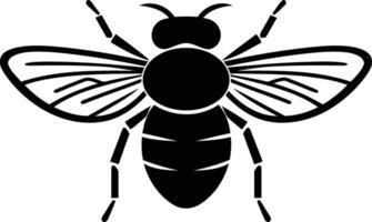 A simple yet striking black and white silhouette of a bee, perfect for logos, branding, and design projects vector