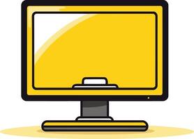 A simple, flat design illustration of a yellow computer monitor vector