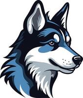 A stylized, blue and white husky head with a friendly expression vector