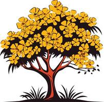 A stylized tree with yellow blossoms, perfect for illustrations, branding, and design projects vector
