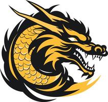 Aggressive dragon logo with bold colors and dynamic design vector