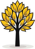 A simple, stylized tree with yellow leaves vector