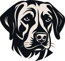 A bold, black and white illustration of a dog's head, perfect for branding, logos, and pet related designs vector