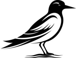 A simple yet elegant black and white silhouette of a bird in flight vector