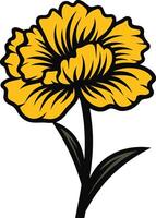 A simple, bold graphic illustration of a single yellow flower vector