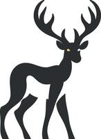 Simple silhouette of a deer with large antlers, ideal for minimalist logos, branding, or decorative design vector