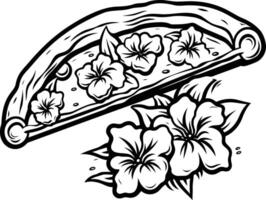 A delicious slice of pizza with a floral twist vector