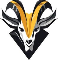 A bold and stylized logo featuring a mountain goat's head, with sharp angles and a powerful presence vector