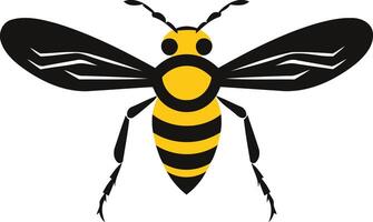 Simple, bold illustration of a bee in black and yellow, ideal for branding or logo design vector