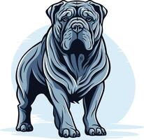 A powerful and imposing illustration of a muscular bulldog standing against a simple backdrop vector