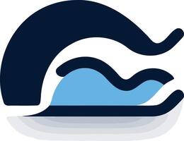 Abstract wave logo design with a blue and dark blue color scheme vector