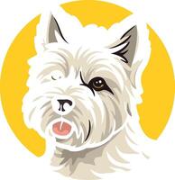 Cute cartoon west highland white terrier with a playful expression, perfect for pet related designs, branding, or social media vector