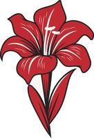 A simple yet elegant red lily flower illustration, perfect for adding a touch of nature to your designs vector