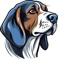 A friendly beagle with soulful eyes, looking thoughtfully to the side vector