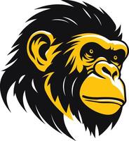 A powerful and bold illustration of a monkey's face in a black and yellow color scheme vector