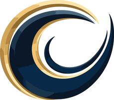 Abstract logo design featuring a stylized crescent shape in blue and gold vector