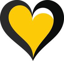 Simple and bold, this yellow and black heart icon is perfect for creating eye catching logos, branding, or designs that convey love, warmth, and happiness vector