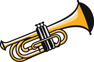 A simple, clean illustration of a brass trumpet, perfect for music, band, and jazz themed projects vector