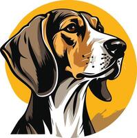 A friendly beagle with big, expressive eyes and floppy ears, captured in a striking element illustration vector