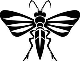 Stylized black and white element illustration of a flying insect vector