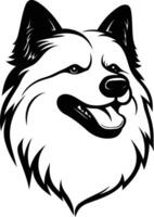 Black and white element illustration of a friendly dog with a playful expression vector