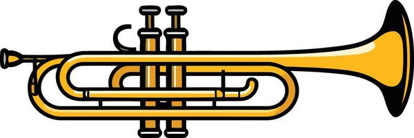 A simple, cartoon style illustration of a golden trumpet, perfect for music related projects, websites, and presentations vector