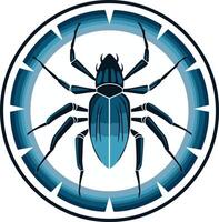 A stylized spider in a circular frame, perfect for tech, security, and web design vector